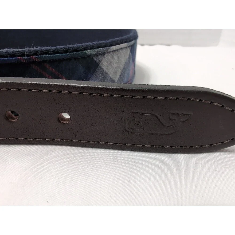 VINEYARD VINES size 30 belt Blackwatch Plaid Canvas Leather Golf NEW
